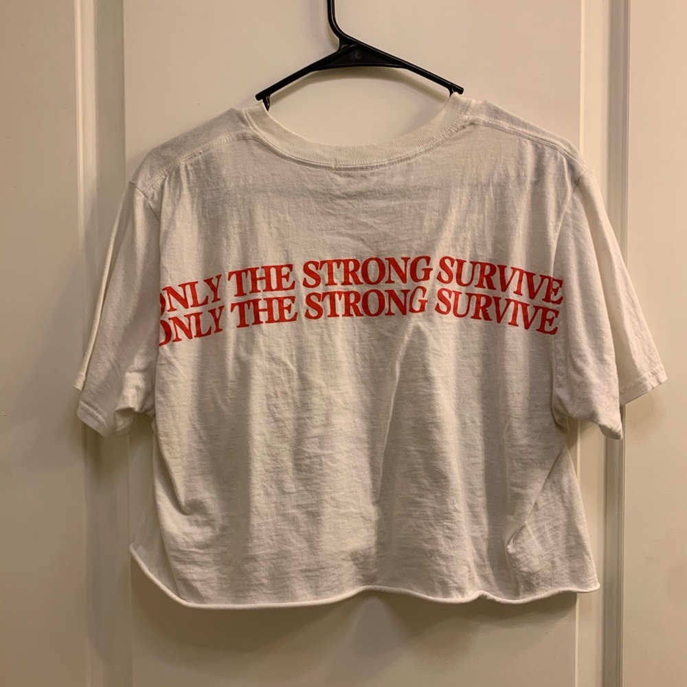 White graphic crop top